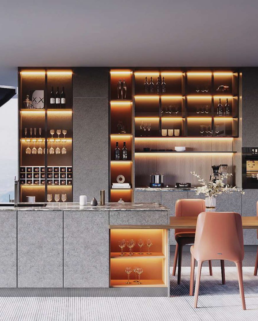 A fitted kitchen — one of the finishes DHN supplies direct from the factory